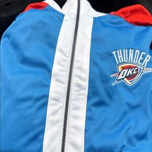 NBA Thunder OKC Blue and White Puffer Jacket